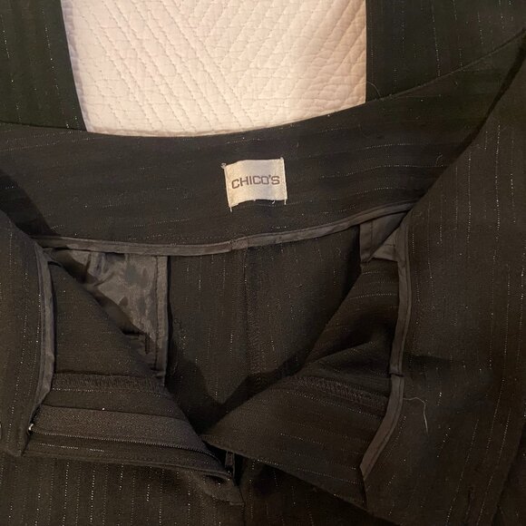 Chico's Black pants w/ metallic thread stripe 14 / Large / 2.5 Tall - Picture 3 of 7